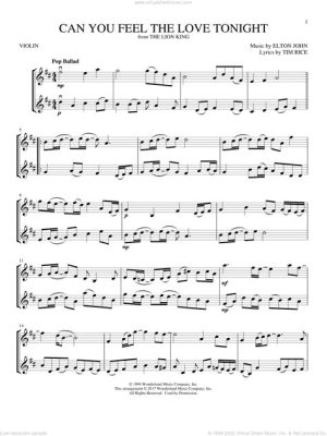 can you feel the love tonight violin sheet music Would you consider incorporating the emotional depth of Can You Feel the Love Tonight into your composition?